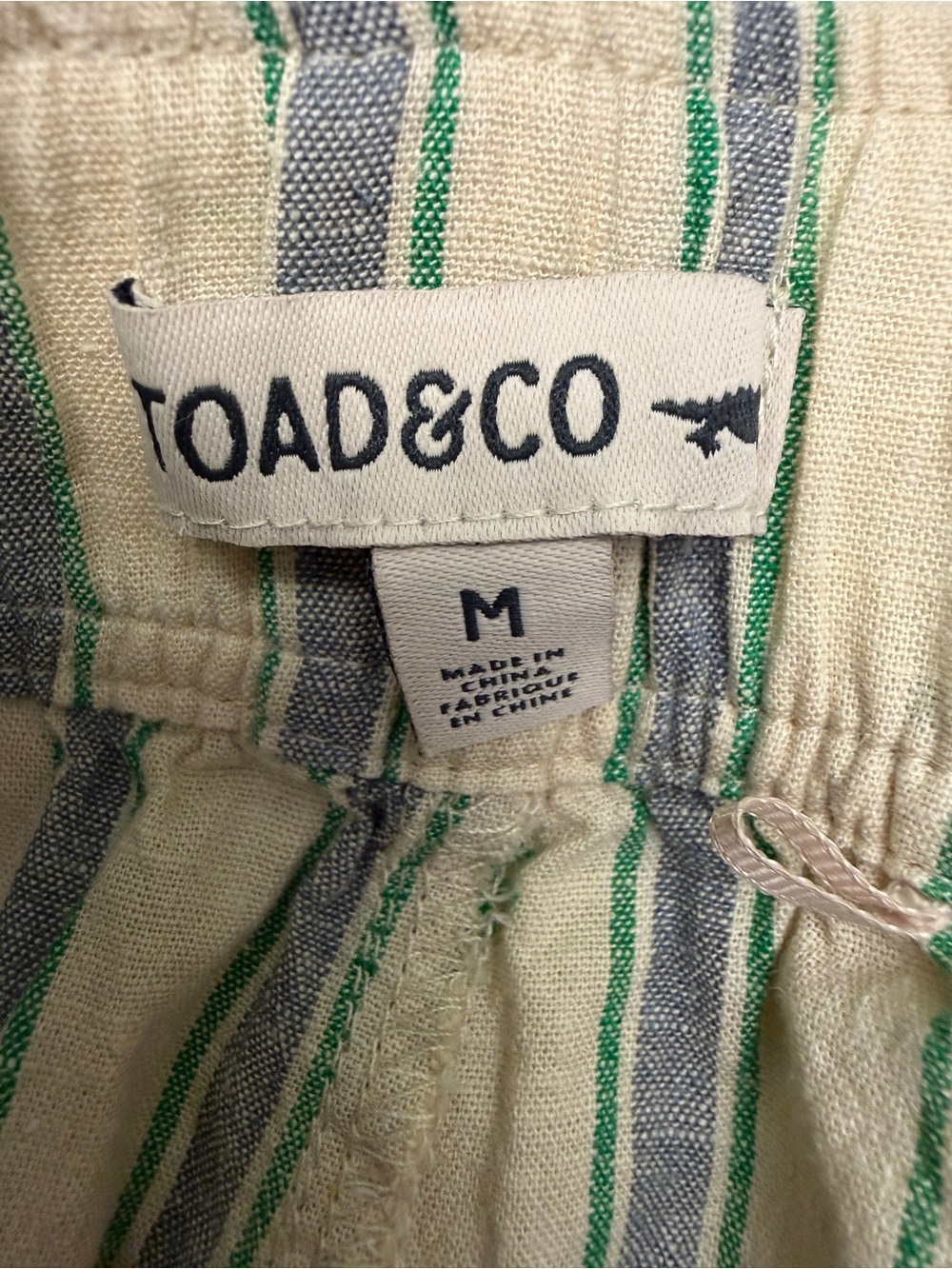 Toad&Co Taj Hemp Wide Leg Pant - striped - cream/blue/green - size M - Picture 5 of 7